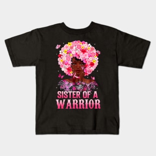 Sister Of A Warrior Black Queen Breast Cancer Awareness Kids T-Shirt